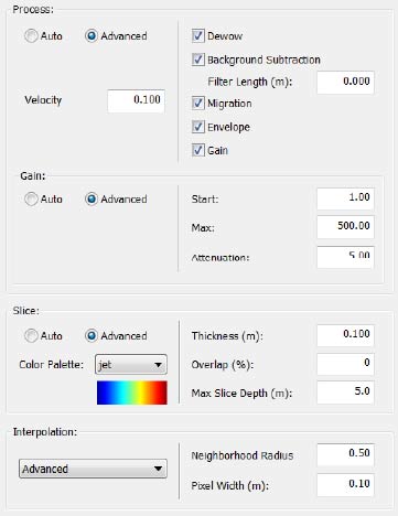 GPS-based depth slicing parameters