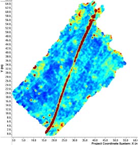 EKKO_Project V5 software Depth slice at 1.1m deep showing linear utility