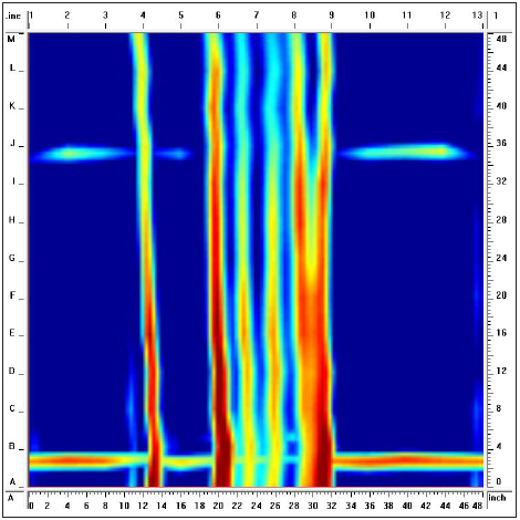 A typical group pattern from post-tension cables bundled together in a grouping. A typical group pattern from post-tension cables bundled together in a grouping.