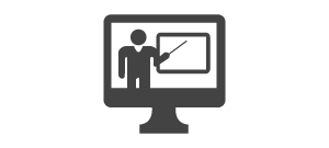 advanced training icon showing person pointing at a projector screen