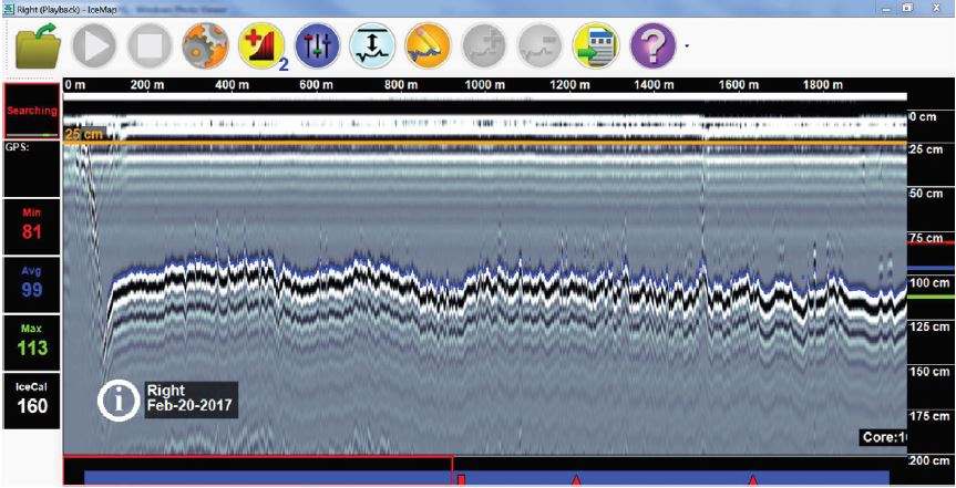 GPR data collected on the new route, showing no air pockets. GPR data collected on the new route, showing no air pockets.