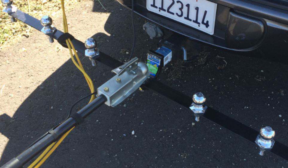 A multi-ball hitch system makes GPR data acquisition in any part of the lane safe