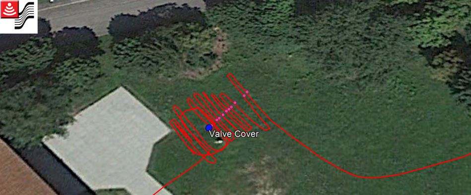 Survey path of the GPR as it crossed the pipe. Survey path of the GPR as it crossed the pipe.