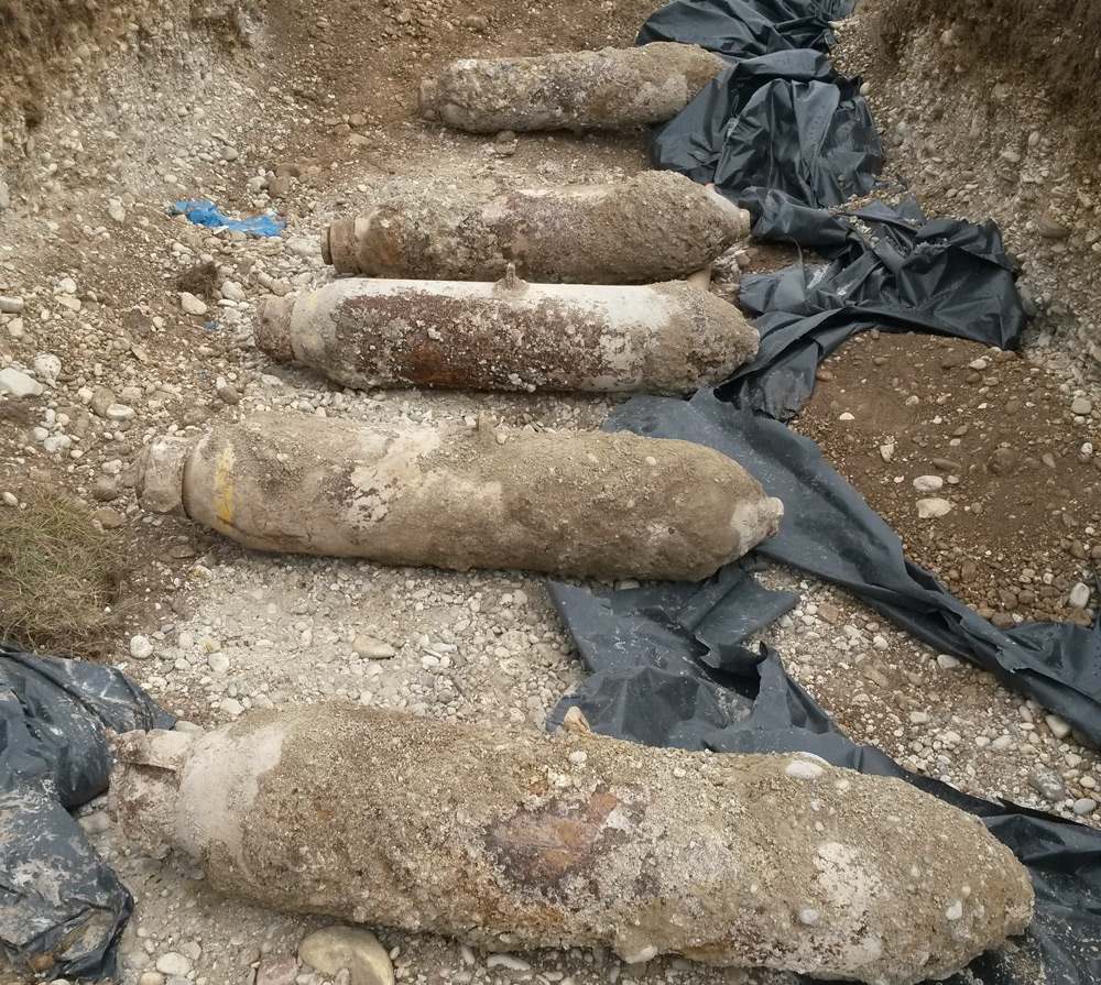 A total of 5 type GP 150lb T1 (General Purpose) bombs were located and safely excavated from the airport  