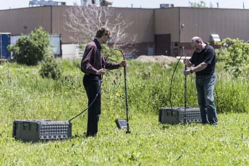 One-way measurements between boreholes and borehole-to-surface measuring velocity and attenuation; providing a unique option for using GPR in electrically-conductive soils.