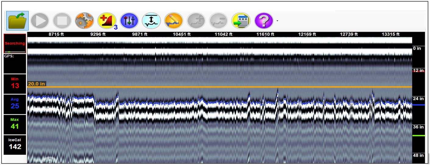 GPR datagram Ice snow thickness