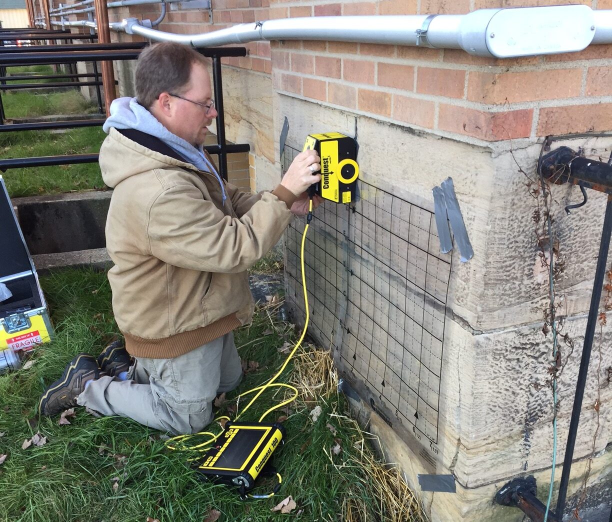 Dr Burks using concrete gpr scanner