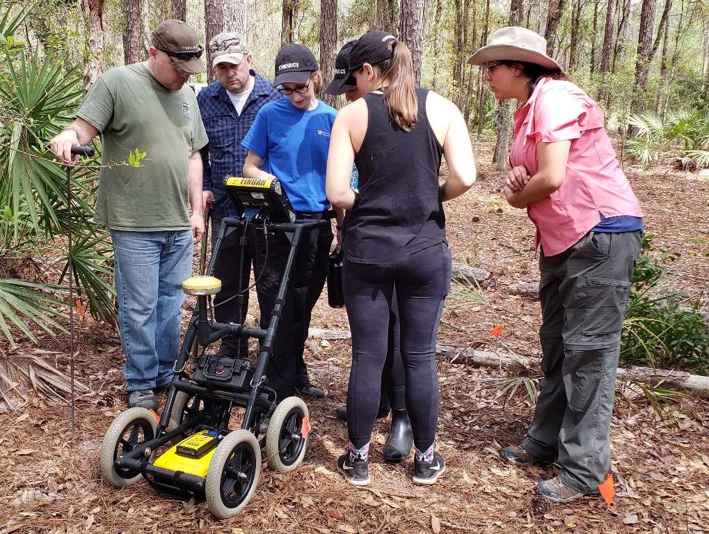 Group of students viewing GPR data
